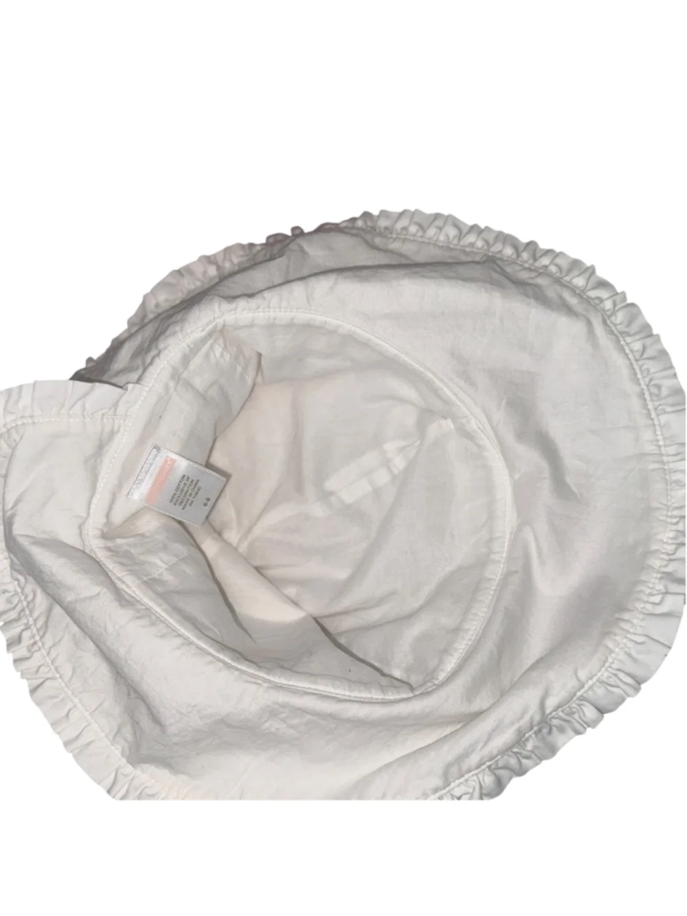 Janie and Jack Girls White Ruffle Brim Sun Hat Size 6-8 Cotton